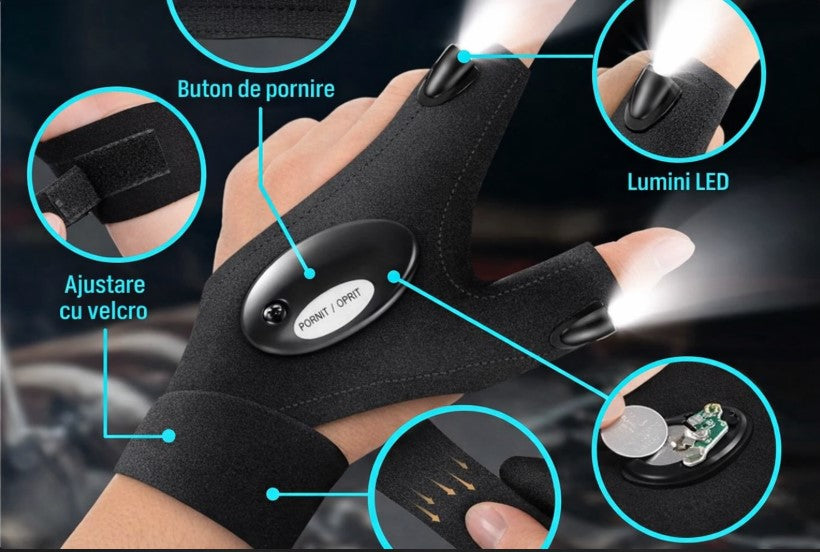 GloveLight - Mănuși cu LED LightBeam